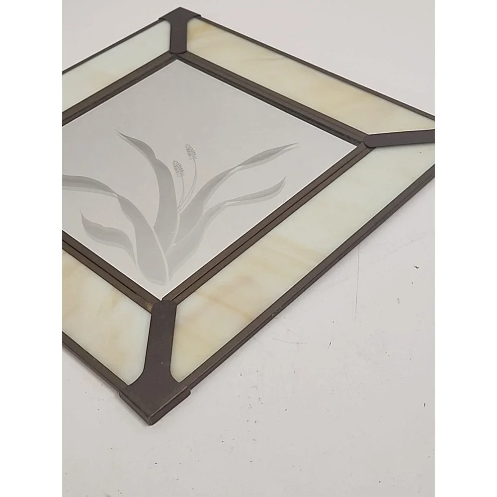 Vintage Crowning Touch Leaded Stained Glass Diamond-Shaped Wall Mirror 9